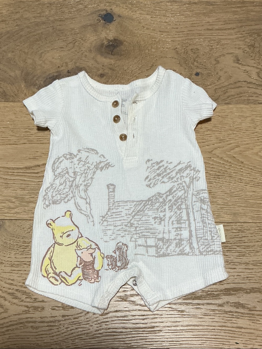 White Winnie the Pooh Short-Sleeve Baby Romper